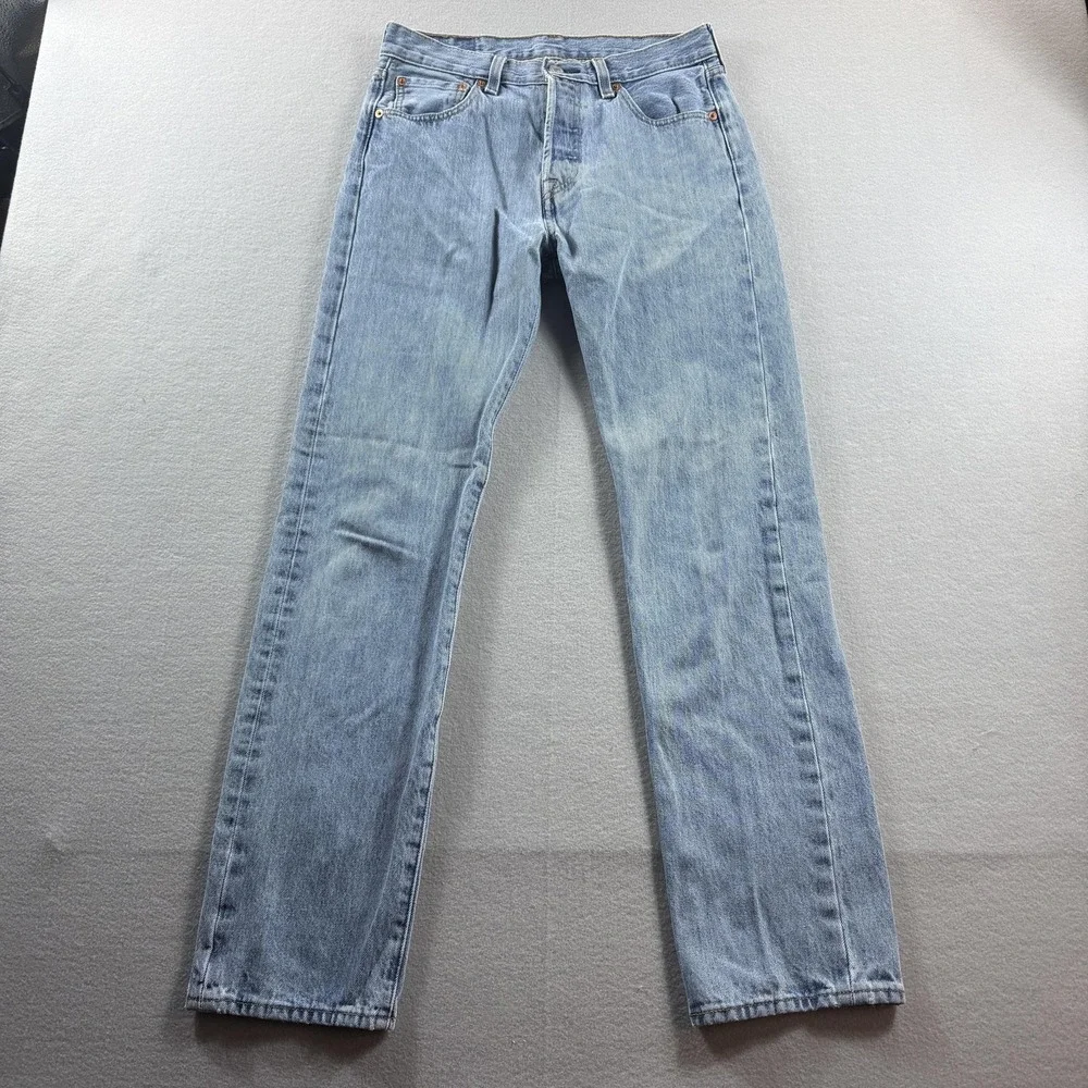 Levis 501 Jeans Mens 29x32 (Fit 29x30) Light Wash Straight Denim Button Fly